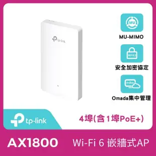 【TP-Link】EAP615-Wall AX1800 無線 MU-MIMO 雙頻Wi-Fi 6 Gigabit PoE供電 嵌牆式基地台(無線AP)