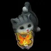 Yardwe Cat Figurine Cat Decoration Tabletop Cat Ornament Lifelike Cat Statue Cat Photo Prop Desktop Decoration Kitten Figurine Cat Model Small Cat Adornment Resin Animal Props