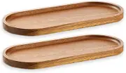 Wood Serving Trays 11.5x4 Inch Charcuterie Boards Oval Wooden Plates Wood Serving Platter Cheese Dinner Plates Bulk for Dessert Snack Bread Fruit Appetizer Dishes (2)