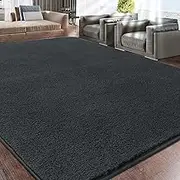 Large Rugs for Living Room 200x300 cm Rugs Living Room, Microfiber Shaggy Rug, Modern Plain Fluffy Area Rugs Machine Washable Anti-Slip Carpet, Grey Rug