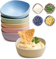 Hlukana 6 Pack Wheat Straw Soy Sauce Dishes, 4.5 OZ Small Dessert Bowls, Unbreakable Dipping Bowl, Pinch Bowls Set, Dipping Sauce Cups, Mini Prep Bowls, Dip Bowls for Side Dish, Ketchup, Soy, BBQ
