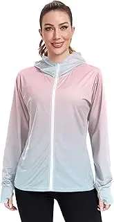 [GAIGEO] Women's Rash Guard Swim Blush Pink Light Blue Gradient Sun Shirts UV Rashguard Long Sleeve Tops UPF 50+ S