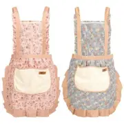 2Pcs Women Aprons with Pockets, Girls Floral Apron with Big Pocket Baking