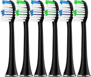 Original Acteh Toothbrush Heads for Acteh Sonic Edge and JetWave Toothbrush - Genuine Replacement Heads for Sonic Edge JetWave (Black6)