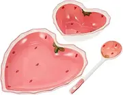Cabilock 1Set Strawberry Bowl and Spoon Plate Multi Function Decorative Tableware for Home for Fruits Salad Desserts Snacks for Gatherings and Parties