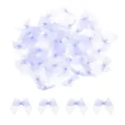 50Pcs Mini Light Purple Ribbon Bow with Pearl 1" Ribbon Flowers Applique