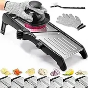 Cozioz 7-in-1 Adjustable Mandoline Food Slicer for Kitchen – Stainless Steel Vegetable Cutter with Interchangeable Blades for Onion, Potato, Chips & Fries – Includes Cut-Resistant Gloves