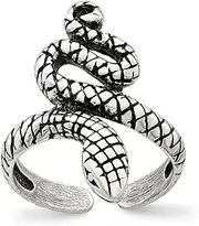 [JewelryWeb] 925 Sterling Silver Solid Artisan Oxidized Antiqued Snake toe ring