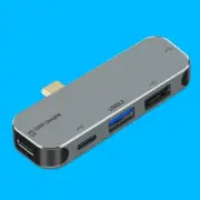 Portable PD Charging Port with 5in1 Type C to USB-C/USB 3.0/USB 2.0 Hub Adapter