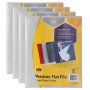 4PK Marbig Premier A4 Flat File Folder w/Insert Cover Document Paper Holder Gry