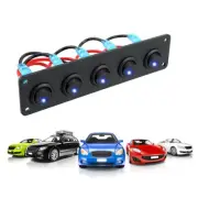 5 Gang Toggle Rocker Switch Panel For Car Boat Marine RV Truck Blue LED 12V (for: Honda Civic)
