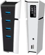 USB Hub for PS5 Slim High-Speed Expansion Hub Charger Extender with 4 USB-Ports