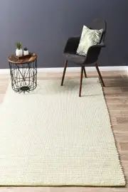 Abode Rug Culture Green & White Handmade Felted Wool Scandi Rug