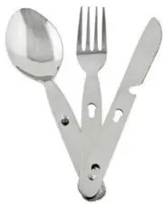 Stainless Steel Chow Cutlery Set Knife Fork Spoon Clip Together Camping Hiking