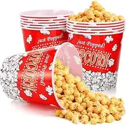 Nicunom 12 Pack Reusable Plastic Popcorn Containers, Modern Style Popcorn Boxs, BPA Free Popcorn Buckets, Large 85 Oz Popcorn Bowls Set for Movie Theater Night - 7.1 x 7.1 Inches