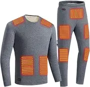 [IMYOGI] Cozy Heating Thermal Underwear for Men Winter Long Top + Pants USB Charging Heating Body Suit Thickened Coldproof Ski Base Layer