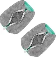 TOMVAES 2PCS Shoes Wash Bag Laundry Bag Shoes Trainers Multi Protection Laundry Net Self-Cleaning Shoes Thick Laundry Bag 360° Cleaning Fluff and Zip Shoe Bag for Washing Machine and Dryer,Grey