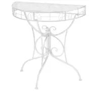 Side Table Vintage Style Half Round Metal 72x36x74 cm Silver vidaXL