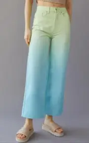 UO BDG High Waist & Wide Leg Green Blue Fade Jean Pant Relaxed Retro NWT 25” $90