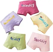 [Elfeves] Toddler Girl Underwear Kids Panties Little Baby Briefs Days of The Week Underpants Boyshort (Pack of 5)