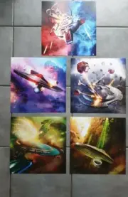 Star Trek 5 artprints enterprise ncc1701 defiant,voyager galaxy class borg cube