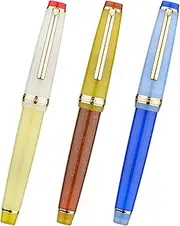 3 Jinhao 82 Fountain Pens Transparent Mixed Classic Color Acrylic Fine Point Gold Trim with Converter Set