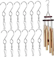 Yardwe 12 Pcs Stainless Steel Swivel Hooks Rotatable Hanging Hook Clips for Wind Chimes Flower Baskets Easy Installation Secure Grip Lightweight Portable Design