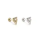 14K REAL Solid Gold Diamond Tribal Triangle Stud Cartilage, Helix, Tragus, Conch