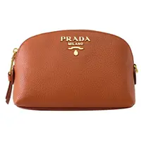 在飛比找PChome24h購物優惠-PRADA 1ND005 浮雕LOGO貝殼造型牛皮萬用化妝包