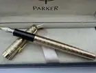 Excellent Parker Sonnet Fountain Pen Gold Circle - Gold Clip Fine Nib No Box