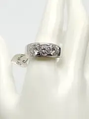 NWT Lind Sterling Silver Three Clear Rhinestone Band Ring Size 10.75 Vintage