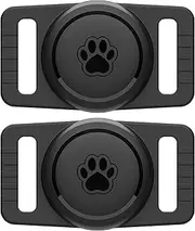 GOCII for Airtag Dog Collar Holder 2 Pack,Waterproof Dog Collar Holder for Apple AirTag, Silicone Air Tags Case for Dog Collars(Black)