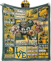 VIGKOIR Green Bay Blanket Gifts for Men Women Youth Fans, Football Team Throw Blanket, City Football Style Blanket for Sofa Bed Chair 60"x50"