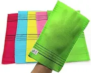 HAPPY 5 Colours Korean Exfoliating Mitt, Shower Bath Large Size Back and Body Scrub Globe Towel Washcloth for Removing Dry Skin Reusable Made in Korea
