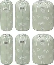 Astro 626-34 Green Storage Bags, Set of 6 (Small Size x 2, Medium Size x 2, Large Size x 2), Rolls Up for Easy Storage, Towel Blanket, Duvet Storage, Drawstring Bag, Storage Bag, Tube Type, Vertical