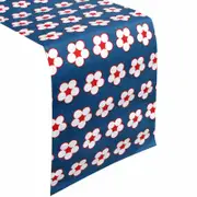 IDC Homewares 100% Cotton Printed Table Runner Cotton Bud Navy