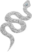 MOKKHNB Rhinestone Snake Applique Trim Silver Hot Fix Patches for DIY Clothing Bags Shoes Accessories Durable Decorative Badge for Creative Designs