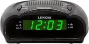 Lenoxx AM/FM Alarm Clock Radio with Green 1.2” LED Display, Simple Snooze & Sleep Functions, 20 Memory Presets, Easy Viewing Day or Night, Compact and Reliable – Green