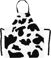 Chic Cow Pattern Hanging Neck Sleeveless Apron for Home Kitchen Chef Apron for Men Women for Cooking Catering and Outdoor Use
