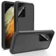 For Samsung Galaxy S21 Ultra 3in1 Case Drop Resistant Defender Tradies Hybrid Armor Heavy Duty Rugged Shockproof Tough Cover (Black)