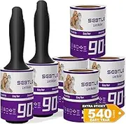 Sebtle Lint Roller, 540 Sheets Extra Sticky Pet Hair Remover Roller for Clothes Sofa Carpet Couch Sweater Furniture, Cats Dogs Pet Hair Remover, 2 Handles w/ 6 Refills