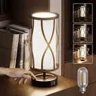 N10-2 Farmhouse Table Lamp Dimmable Touch Control Plug in Lamps Linen Rustic ...