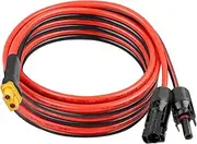 XRDS -RF 10FT 10AWG Solar to XT60 Female Extension Cable, 600V Rated, Black with Red accents, Ideal for Solar Panels, Batteries, Power Stations