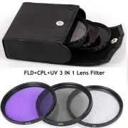 Digital Camera Lens Filter UV+CPL+FLD Kit With Storage Bag For Cannon Nikon Sony