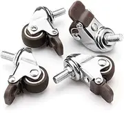 Swivel Castor Wheels, Caster 4pcs Wheel for Furniture, 1 Inch M8x15mm TPE Silent Wheels, with Brake Universal Casters, Strong Bearing (NO.2611)