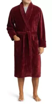 Nordstrom Plush Jacquard Robe in Burgundy Spice Size Medium/large Unisex New