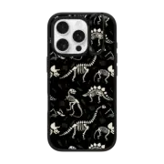 iPhone 16 Pro Impact Ring Stand Case MagSafe Compatible Dinosaur Fossils on Black