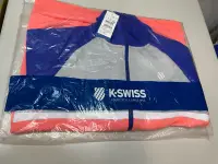 在飛比找Yahoo!奇摩拍賣優惠-全新K-SWISS蓋世威  男微纖維長袖外套 灰藍/橘粉 L