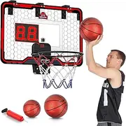 HopeRock Indoor Basketball Hoop for Kids, Over The Door Mini Basketball Hoops, LED Light Mini Hoop with Electronic Scoreboard, Birthday Toys Gifts for 5 6 7 8 9 10 11 12+ Year Old Boys