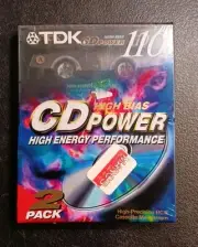 2 Pack TDK CD Power Performance 90 High Bias Audio Cassette Tapes